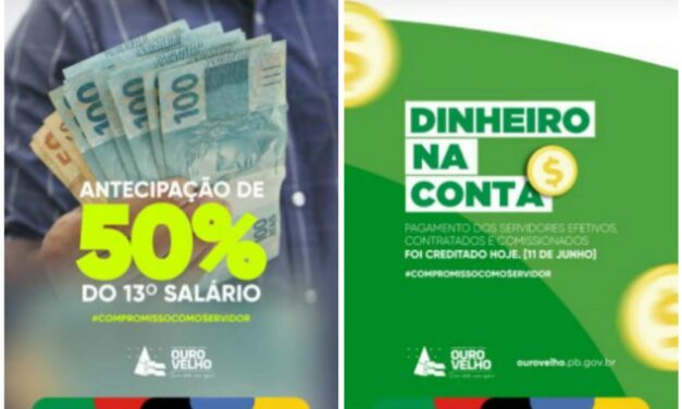 Prefeitura de Ouro Velho antecipa pagamento dos servidores e anuncia antecipação do 13° salário