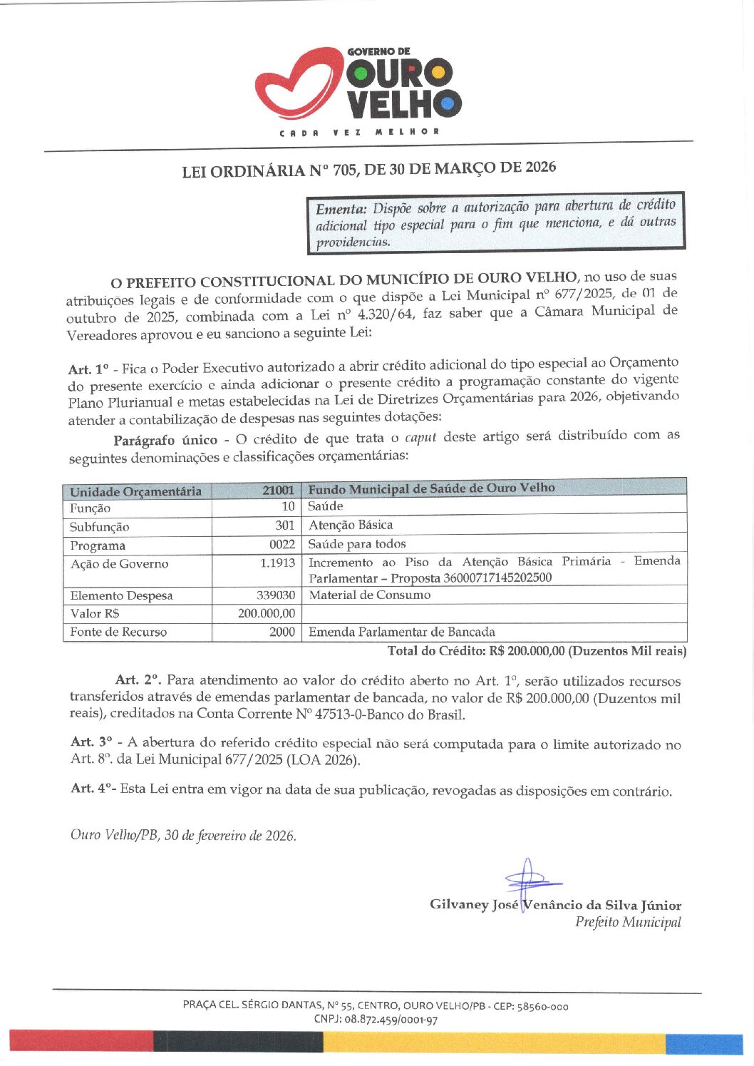 Lei-Ordinária-n-705_2026-Abertura-de-Crédito-Especial-Emenda-Parlamentar-Sec_-Saúde