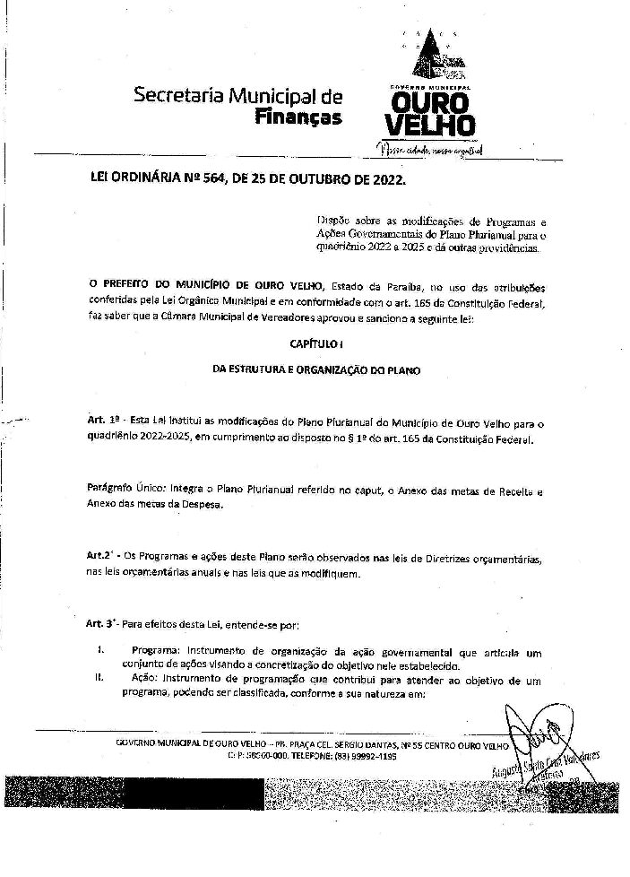 LEI ORDINÁRIA N° 564.2022 PPA PARA 2022 A 2025 COM ANEXOS